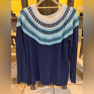 Talbots Float Fair Island Yoke Crewneck Sweater size 1X